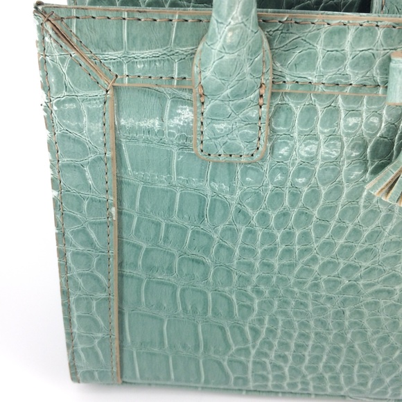 Vintage LIZ CLAIBORNE Faux Reptile Turquoise Bag - Picture 3 of 8
